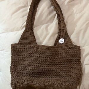 The Sak Brown Crochet Tote with Shoulder Straps